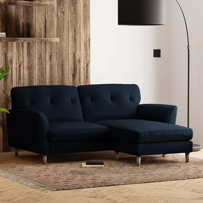 Dunelm Sven Opulent Velvet Corner Chaise Sofa Navy Blue