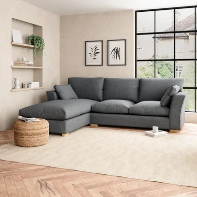 Dunelm Blakeney Textured Weave Corner Chaise Sofa Textured Weave Graphite