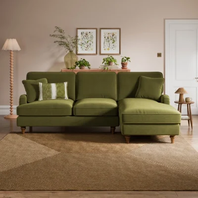 Dunelm Beatrice II Velvet Corner Chaise Sofa