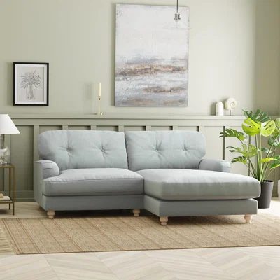Dunelm Martha Vintage Velvet Corner Chaise Vintage Velvet Soft Blue