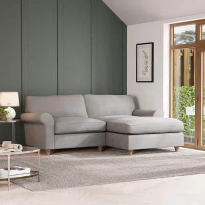 Dunelm Rosa Soft Chenille Corner Chaise Sofa Grey