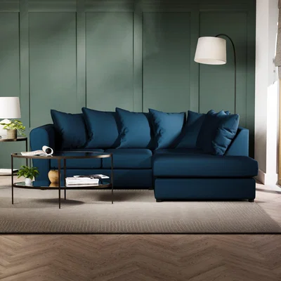 Dunelm Blake Curved Arm Opulent Velvet Corner Chaise Sofa Opulent Velvet Navy