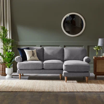 Dunelm Jolene Soft Texture Corner Chaise Sofa Soft Texture Grey