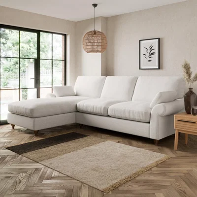 Dunelm Salisbury Textured Weave Left Hand Corner Sofa Textured Weave Sandstone