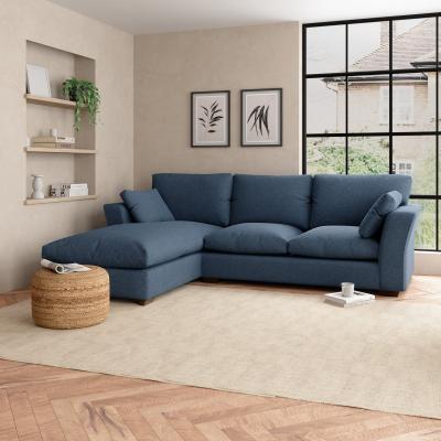 Dunelm Blakeney Woolly Marl Corner Chaise Sofa Woolly Marl Navy