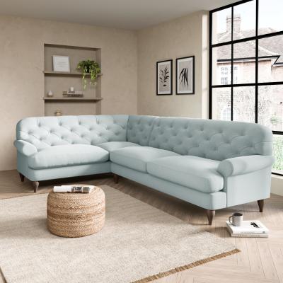 Dunelm Canterbury Slub Cotton Blend Left Hand Corner Sofa Slub Cotton Light Mineral