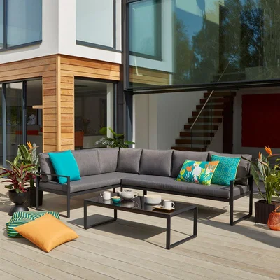 Dunelm Elements 5 Seater Black Corner Sofa Set Black
