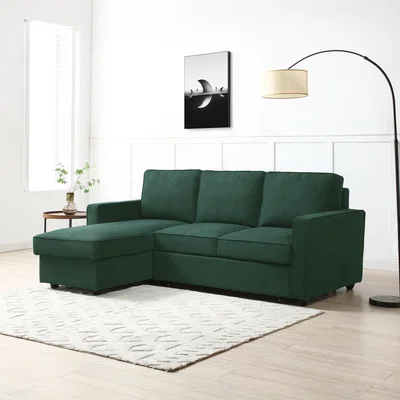 Dunelm Kayden Woven Corner Storage 3 Seater Sofa Bed Bottle (Green)