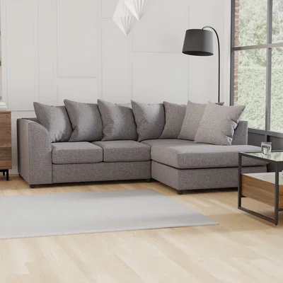 Dunelm Blake Soft Texture Fabric Corner Sofa Grey