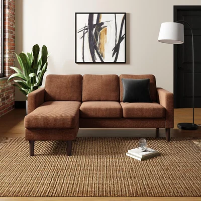 Dunelm Jacob Corduroy Small Corner Chaise Sofa Terracotta