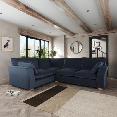 Dunelm Blakeney Corner Sofa Cosy Velvet Navy