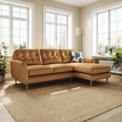 Dunelm Sven Opulent Velvet Large Corner Chaise Sofa Caramel