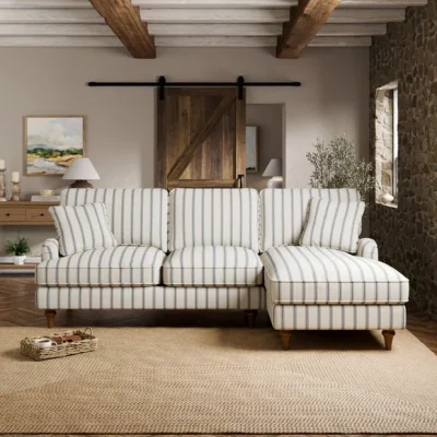 Dunelm Beatrice II Folkstone Stripe Storage Corner Chaise Sofa