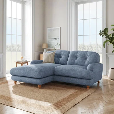 Dunelm Martha Slub Faux Linen Corner Chaise Sofa Slub Faux Linen Denim