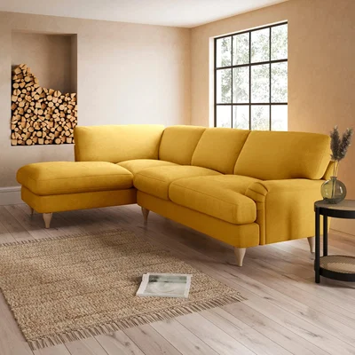 Dunelm Darwin Corner Chaise Sofa Luxury Velvet Old Gold