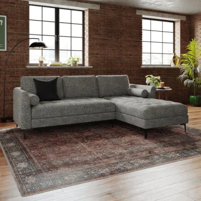 Dunelm Max Multi Yarn Boucle Corner Chaise Sofa with Metal Legs