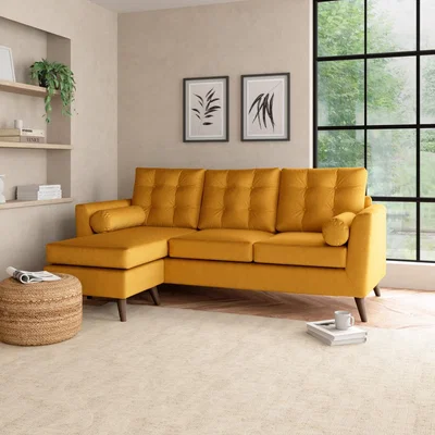 Dunelm Lewes Luxury Velvet Large Corner Chaise Luxury Velvet Old Gold