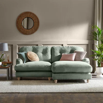 Dunelm Martha Vintage Velvet Corner Chaise Green