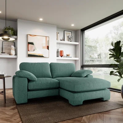 Dunelm Magnus Vintage Soft Chenille Corner Chaise Sofa Vintage Chenille Aqua