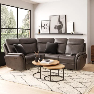 Dunelm Monte Faux Suede Reclining Corner Sofa Grey