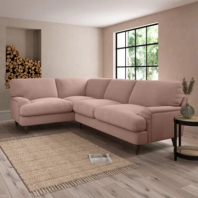 Dunelm Darwin Luxury Velvet Left Hand Corner Sofa Luxury Velvet Peach Blush