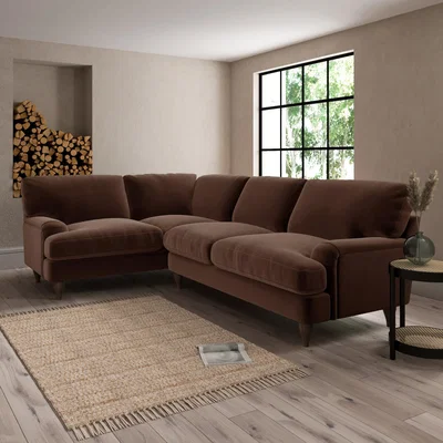 Dunelm Darwin Luxury Velvet Left Hand Corner Sofa Luxury Velvet Pinecone