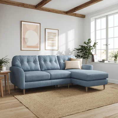 Dunelm Sven Chunky Tonal Weave Large Corner Chaise Sofa Navy