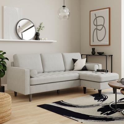 Dunelm Alfie Boucle Corner Chaise Light Grey
