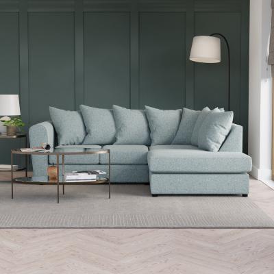 Dunelm Blake Soft Texture Fabric Corner Sofa Soft Texture Soft Blue