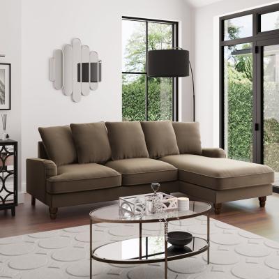 Dunelm Beatrice Scatter Back Velvet Right Hand Corner Sofa Taupe