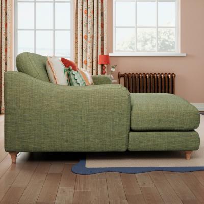 Dunelm Hattie Slub Faux Linen Corner Chaise Slub Faux Linen Green