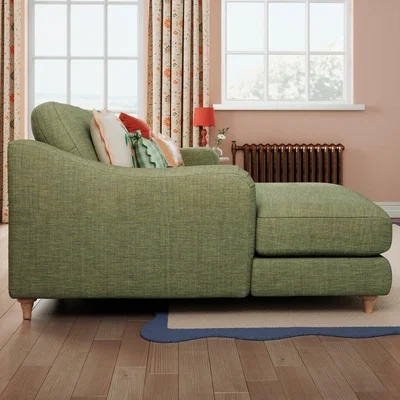 Dunelm Hattie Slub Faux Linen Corner Chaise Slub Faux Linen Green