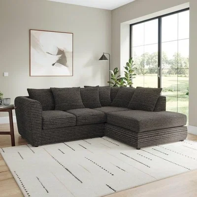 Dunelm Blake Horizontal Jumbo Cord Corner Chaise Sofa