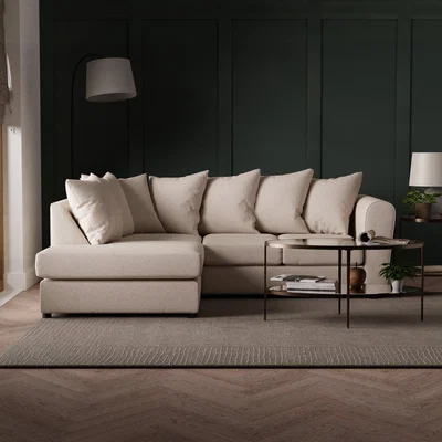 Dunelm Blake Soft Texture Fabric Corner Sofa Soft Texture Natural