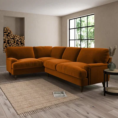 Dunelm Darwin Luxury Velvet Left Hand Corner Sofa Luxury Velvet Orange Umber