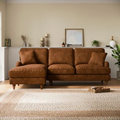 Dunelm Beatrice II Relaxed Faux Leather Corner Chaise Sofa