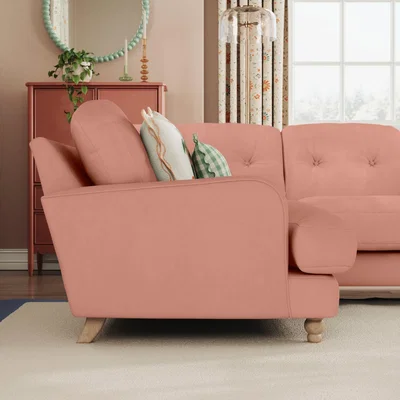 Dunelm Martha Vintage Velvet Full Corner Sofa Vintage Velvet Soft Coral