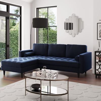 Dunelm Zoe Velvet Left Hand Corner Sofa Luxe Navy