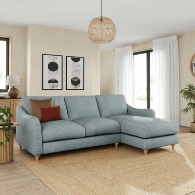 Dunelm Hattie Cosy Weave Corner Chaise Sofa Cosy Weave Teal
