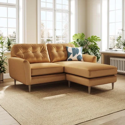Dunelm Sven Opulent Velvet Reversible Corner Chaise Sofa Caramel