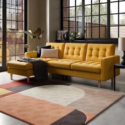 Dunelm Harlow Corner Storage Sofa Bed Ochre
