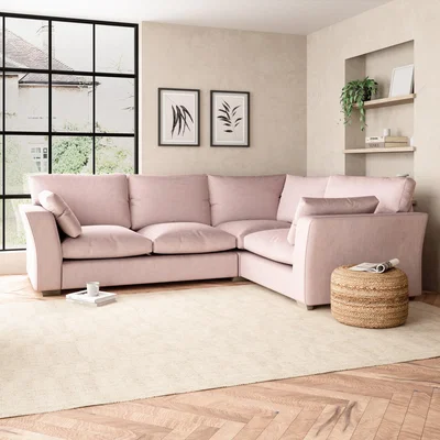 Dunelm Blakeney Luxury Velvet Corner Sofa Luxury Velvet Peach Blush