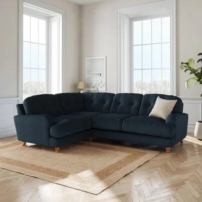 Dunelm Martha Matte Plush Velvet Full Corner Sofa Matte Plush Velvet Navy