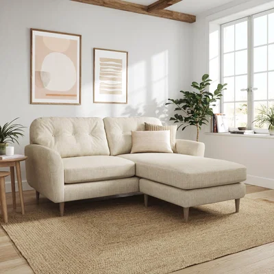 Dunelm Sven Chunky Tonal Weave Reversible Corner Chaise Sofa Ivory