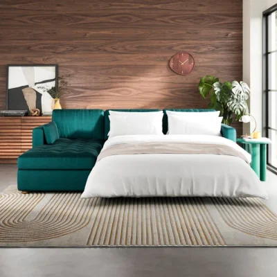 Dunelm Zoe II Velvet Corner Storage Sofa Bed