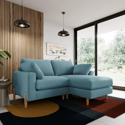Dunelm Apollo weave Corner Chaise Sofa Multiweave Teal