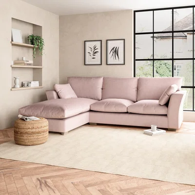 Dunelm Blakeney Luxury Velvet Corner Chaise Sofa Luxury Velvet Peach Blush