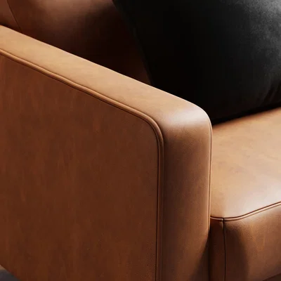 Dunelm Jacob Faux Leather Compact Corner Chaise Sofa Faux Leather Tan