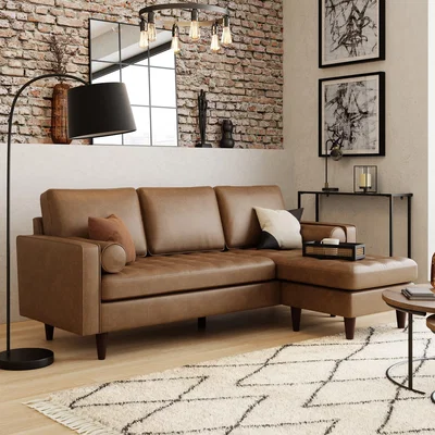 Dunelm Alfie Faux Leather Corner Chaise Mocha