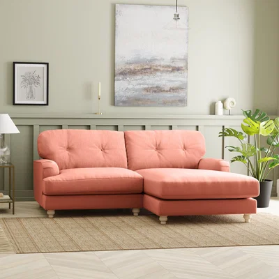 Dunelm Martha Vintage Velvet Corner Chaise Vintage Velvet Soft Coral